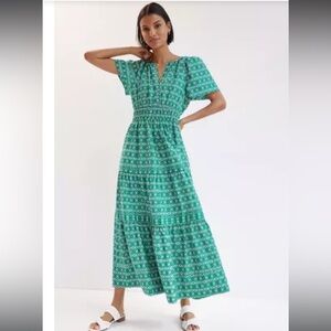Anthropologie Somerset Green patterned maxi dress